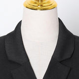 Romantic Double-breasted Blazer with Ruffled Hem