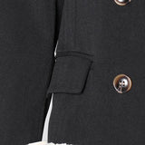 Romantic Double-breasted Blazer with Ruffled Hem