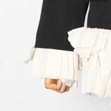 Romantic Double-breasted Blazer with Ruffled Hem