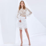 Romantic Lace Blouse and Mini Skirt Set