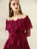 ROWAN Embroidery Mesh Cascading Ruffle Dress