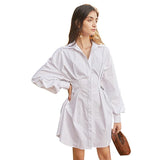 ROXY Pleated Waist Mini Shirt Dress-Dresses-Primetime-Looks