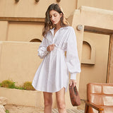 ROXY Pleated Waist Mini Shirt Dress-Dresses-Primetime-Looks