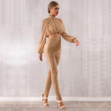 Primetime Looks-Ruched top and pants set