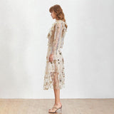 Primetime Looks-Ruffled embroidered skirt set