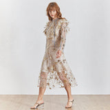 Primetime Looks-Ruffled embroidered skirt set