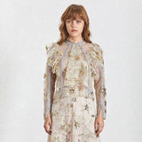 Primetime Looks-Ruffled embroidered skirt set