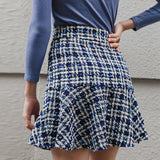 Ruffled plaid blue skirt-skirt-Primetime-Looks