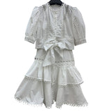 Ruffled Skirt and Bow Tie Top Set in colors