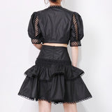 Ruffled Skirt and Bow Tie Top Set in colors