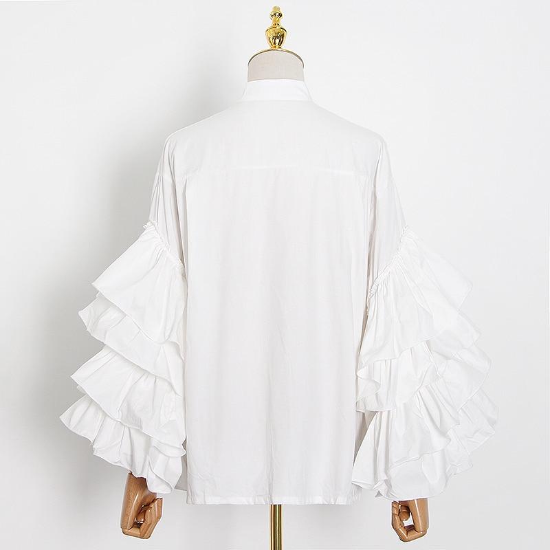Ruffled Sleeves Button Down Shirt in colors