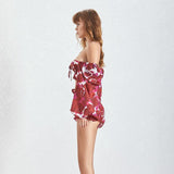 Primetime Looks-Ruffled sleeves top and shorts set