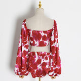Primetime Looks-Ruffled sleeves top and shorts set