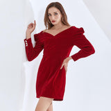 SANDY Classy Puffed Sleeve Mini Dress-Dresses-Primetime-Looks