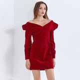 SANDY Classy Puffed Sleeve Mini Dress-Dresses-Primetime-Looks