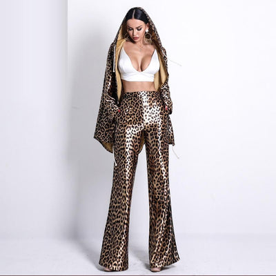 Primetime Looks-Satin leopard hoodie and pants set