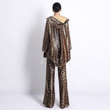 Primetime Looks-Satin leopard hoodie and pants set