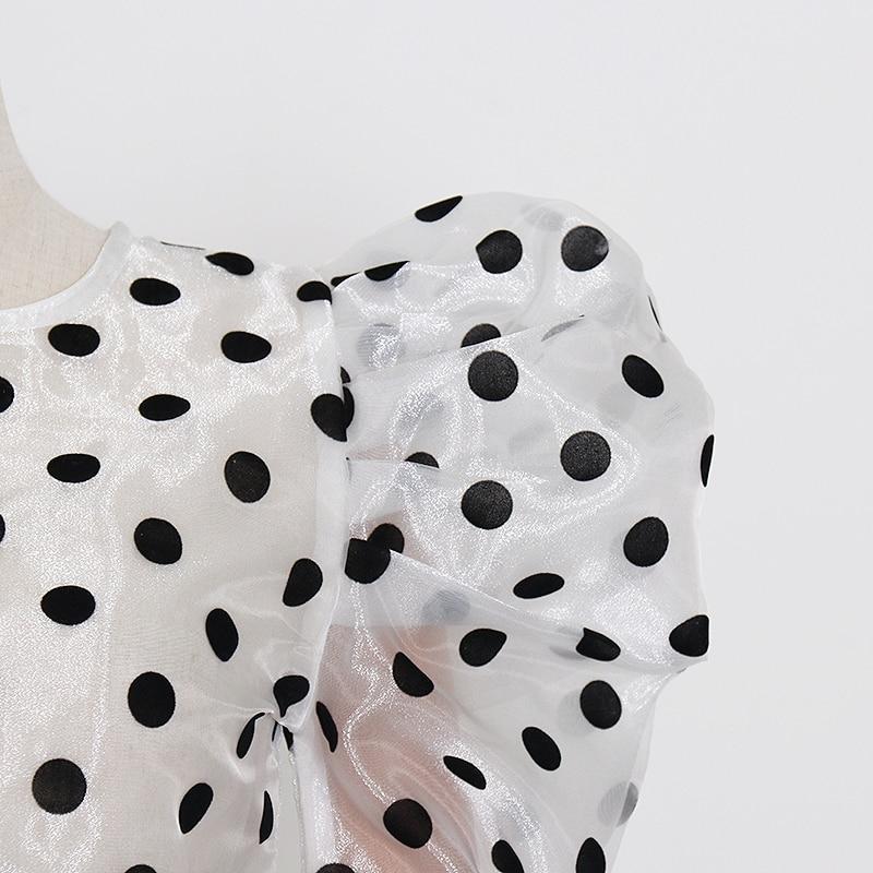 Satin sheer polka dot crop top in colors