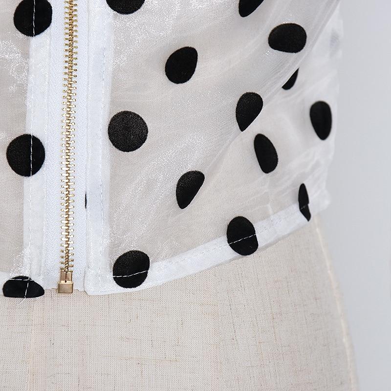 Satin sheer polka dot crop top in colors