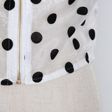 Satin sheer polka dot crop top in colors