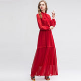 SCARLETT Bowknot Embroidery Maxi Dress