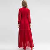 SCARLETT Bowknot Embroidery Maxi Dress
