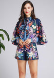 Primetime Looks-SECRET GARDEN Printed top & shorts set