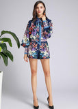 Primetime Looks-SECRET GARDEN Printed top & shorts set