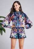 Primetime Looks-SECRET GARDEN Printed top & shorts set