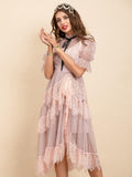 SEELA polka dot layered mesh midi dress