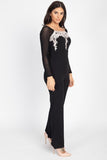 Self Tie Lace Embroidered Jumpsuit in black