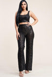 Primetime Looks-Sequence Tank Top And High Rise Wide Lag Pants Two Piece Set