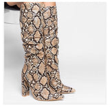 Serpent mid-calf high-heel boots