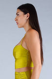 Sexy Spaghetti Strap Darted Under Bust Crop Top