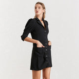 SHEENA mini lapel dress with patch pockets