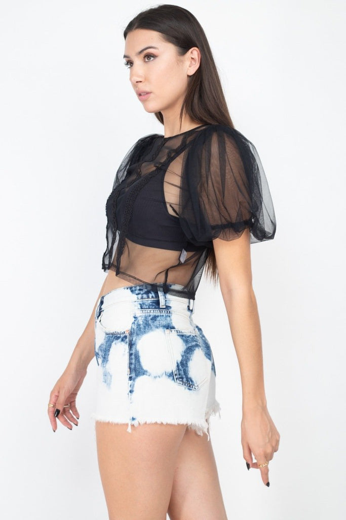 Sheer Mesh Crop Top in colors