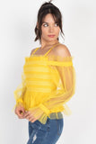 Sheer Open Shoulder Top in Yellow