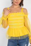 Sheer Open Shoulder Top in Yellow