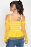 Sheer Open Shoulder Top in Yellow