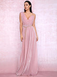 SHINEE V-neck Single Sleeve Slit Gown