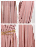 SHINEE V-neck Single Sleeve Slit Gown