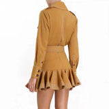 Primetime Looks-Shirt and ruffled mini skirt set