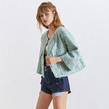Short cotton-blend jacket in mint-Primetime Looks