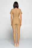 Primetime Looks-Short Sleeve V-Neck Jumpsuit In Colors