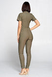 Primetime Looks-Short Sleeve V-Neck Jumpsuit In Colors
