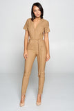 Primetime Looks-Short Sleeve V-Neck Jumpsuit In Colors