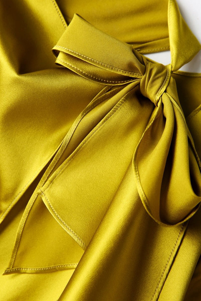 Side sash silk blouse in colors