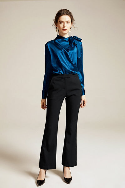 Side sash silk blouse in colors