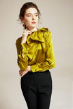 Side sash silk blouse in colors