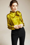 Side sash silk blouse in colors